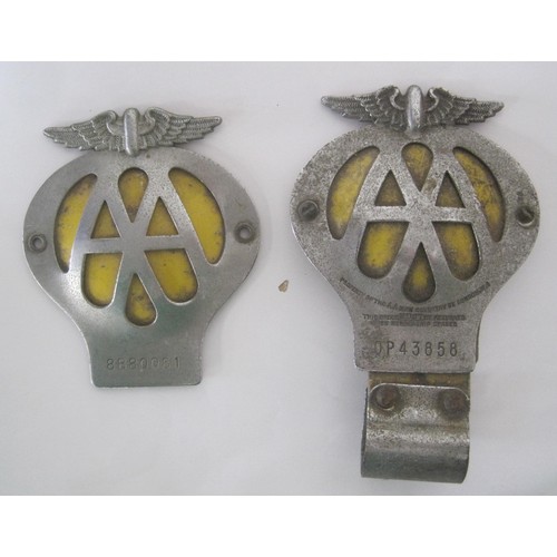 126 - Two vintage AA car badges - OP43858 and 8B80081