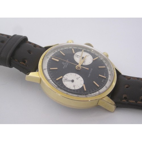 144 - A gentleman's gold-plated Breitling Top Time ref: 2000 'reverse panda' chronograph wristwatch. No bo... 