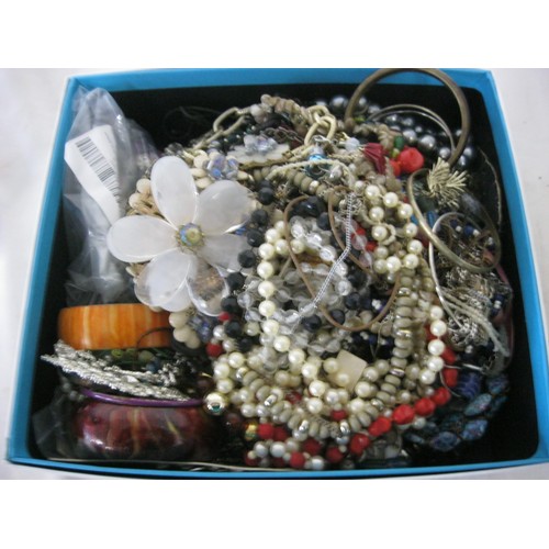 202 - A box Containing A Selection Of Mixed Vintage Costume Jewellery.