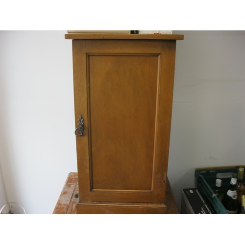 198 - A vintage commode closet in likely oak, plus a vintage milkman's carry basket in wood