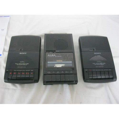 208 - 3 vintage cassette recorders, 2 Sony, 1 Alba