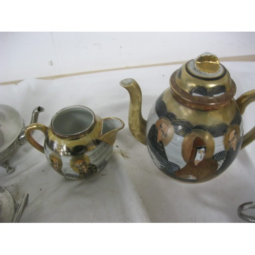 206 - A J Kurz & Co tiel tea & coffee set, 4 piece, and a Japanese porcelain teapot and jug