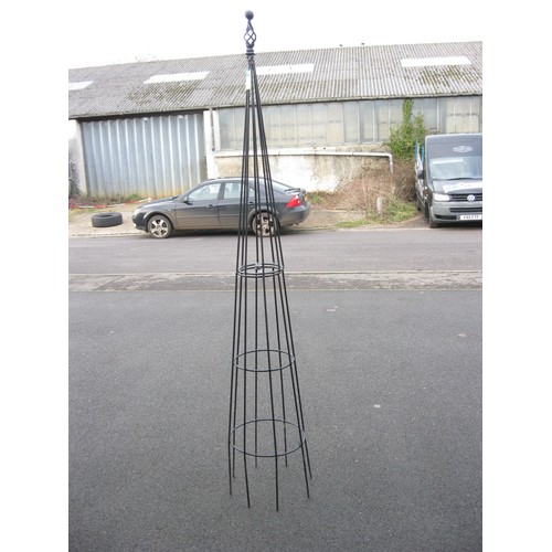 228 - A large garden conical trellis for climbing plants, splits into two parts, approx 6' tall and 18