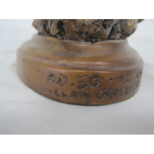 79 - Allan Davey & Co resin figure of kiwi, modelled on a twisted branch on oval base. Title and maker's ... 