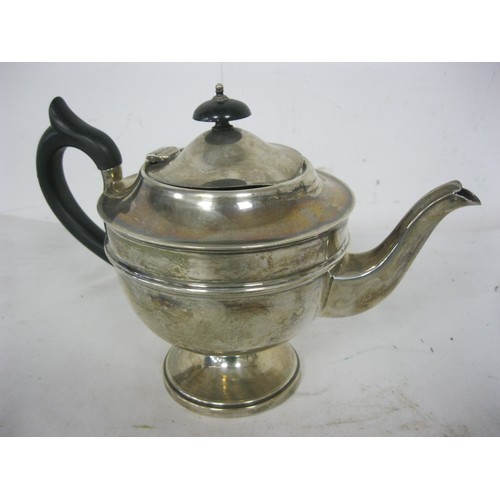 1 - A Viner's Ltd silver teapot with ebony knop and handle, a/f dent to lid, gross weight 416g, marks fo... 