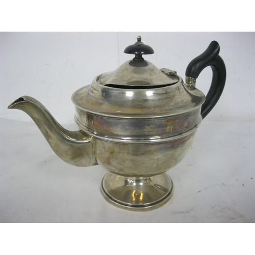 1 - A Viner's Ltd silver teapot with ebony knop and handle, a/f dent to lid, gross weight 416g, marks fo... 