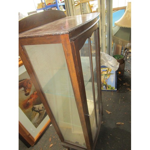 26 - George 5th or 6th  bow fronted two shelf display cabinet  with original lock and key .All glass in g... 