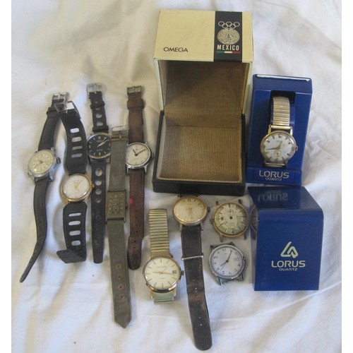 109 - A tray of nine gents mechanical wristwatches, the majority in a/f condition, non running and some in... 