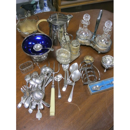 46 - An assortment of good quality silver plate including coffee pot, condiment plates etc