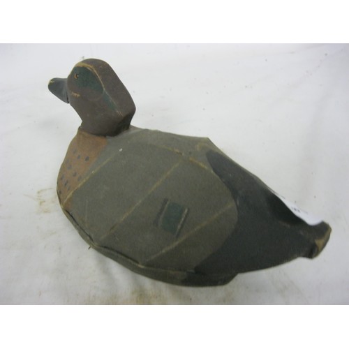 8 - A vintage wood and canvas painted duck decoy in good order