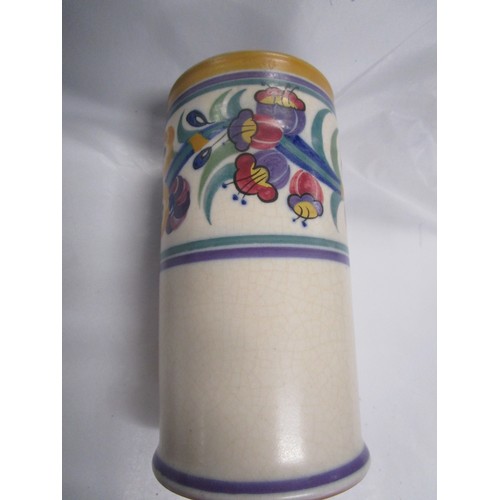 111 - A nice early Carter Stable and Adams /Poole pottery EE pattern cylinder vase 7 inches tall and beaut... 