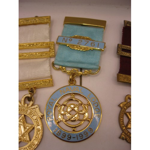 58 - A selection of Masonic jewel, some boxed, including Royal Naval Lodge and others