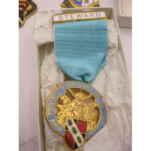 58 - A selection of Masonic jewel, some boxed, including Royal Naval Lodge and others