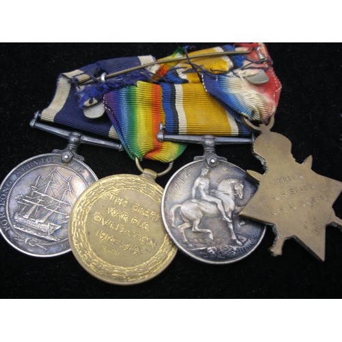 60 - HMS Victory interest - A WW1 Group of 4 medals comprising a George V Naval Long Service & Good Condu... 