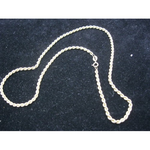 63 - A 9 cart gold rope link necklace approx 17