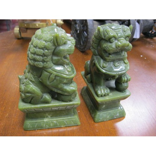 49 - A pair of likely soapstone Dogs of Foe, slight a/f to one ear tip but an eye-catching pair