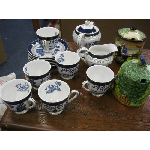 50 - A tea service without tea pot marked 'Double Phoenix, NKT Ironstone Japan' in good order, a jam jar ... 