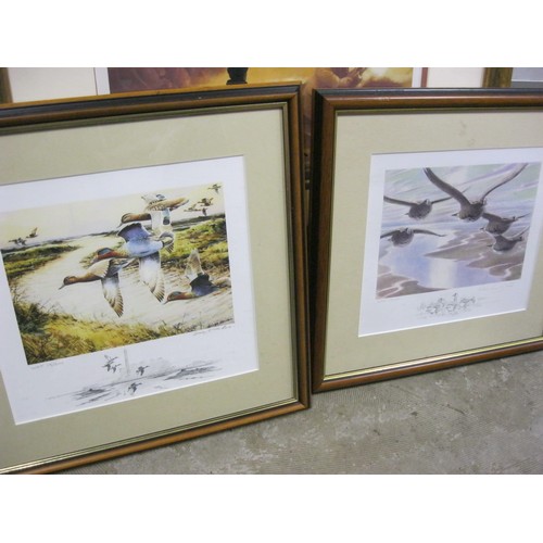 17 - A pair of signed prints of wildfowl, one of ducks by Simon Trinder with small hand-drawn illustratio... 