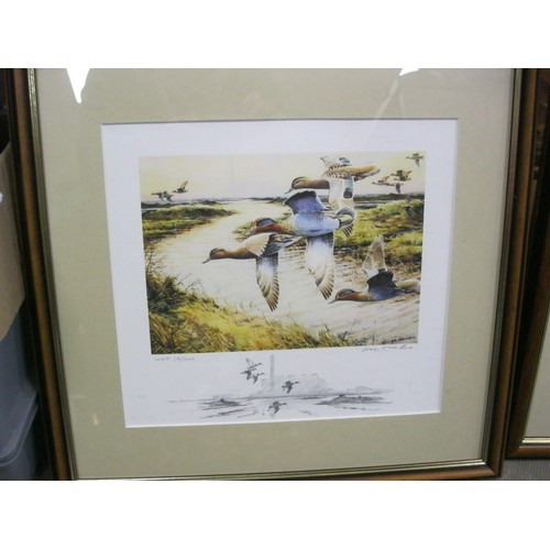 17 - A pair of signed prints of wildfowl, one of ducks by Simon Trinder with small hand-drawn illustratio... 