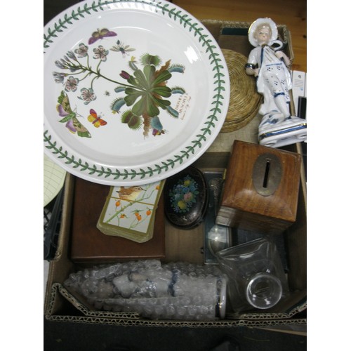 78 - A tray of interesting items including Portmeirion, treen etc