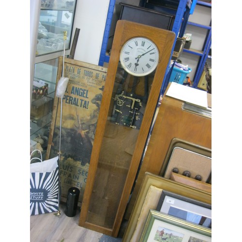 76 - A vintage oak cased Synchronome electric master clock, complete, in glazed wooden case, refurbished ... 