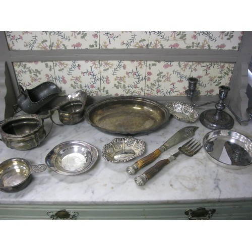 85 - An assortment of antique silver plate