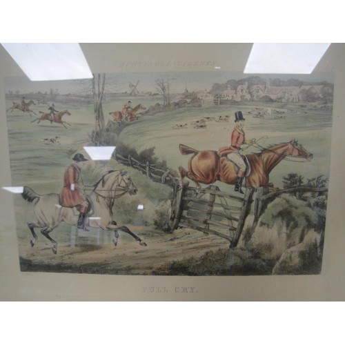 115 - Four framed and glazed hunting prints - 'Charging a Park Fence', 'Full cry', and 'Getting away' afte... 