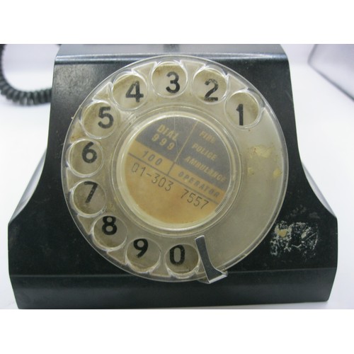 144 - Vintage black Bakelite Intercom Telephone No1/1A Rotary Dial with London Number