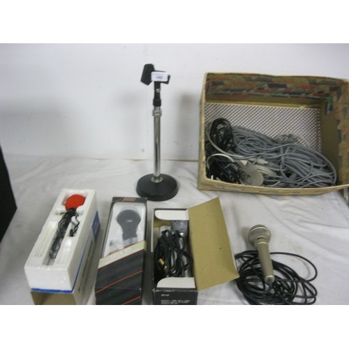 145 - Four vintage Microphones with stand and cables