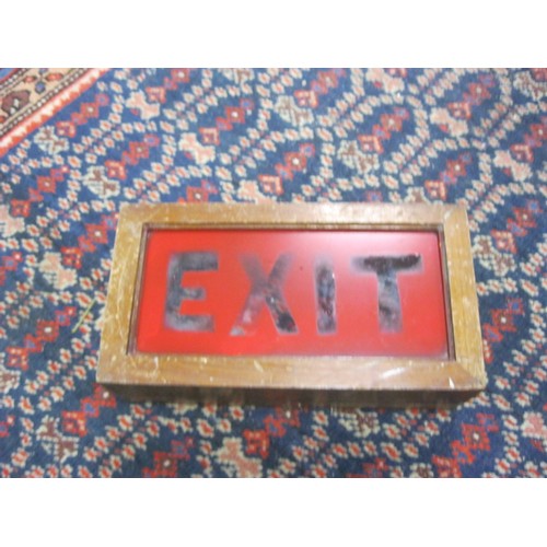 147 - Vintage 'Exit' Light sign in Wooden Case