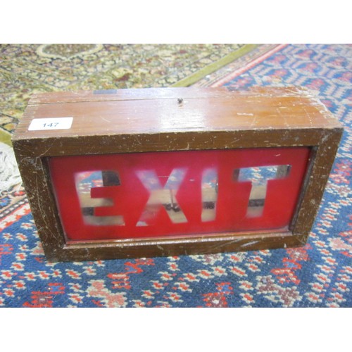 147 - Vintage 'Exit' Light sign in Wooden Case