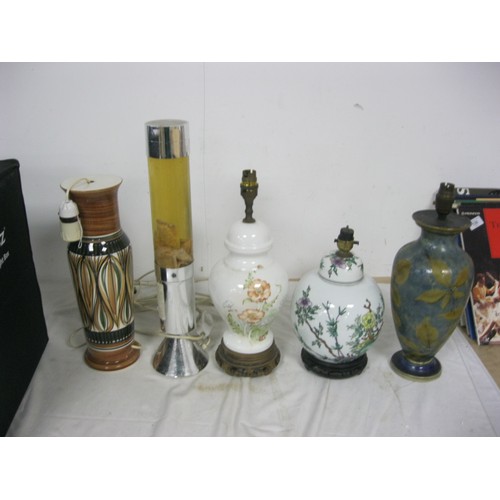 141 - Four vintage ceramic Table Lamps and a vintage Lava Lamp