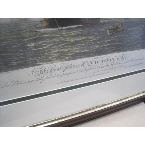 60A - A framed and glazed print of the first journey of HMS Victory 1778, in good order