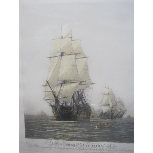 60A - A framed and glazed print of the first journey of HMS Victory 1778, in good order