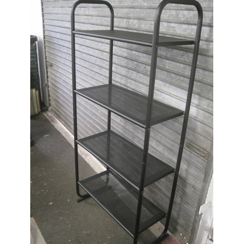 176 - A black metal storage rack approximately 5'6