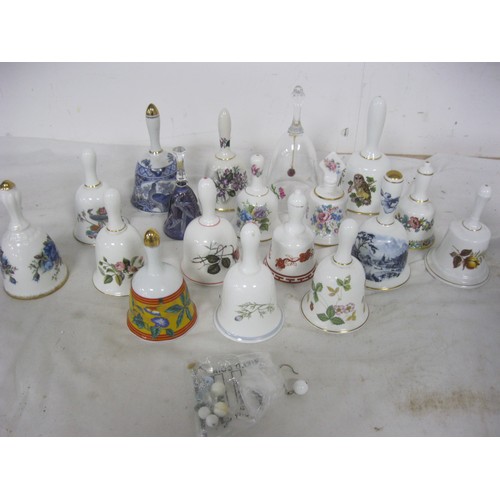 161 - A selection of china and other bells including Wedgwood Kutari Crane and others