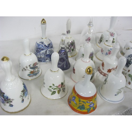 161 - A selection of china and other bells including Wedgwood Kutari Crane and others