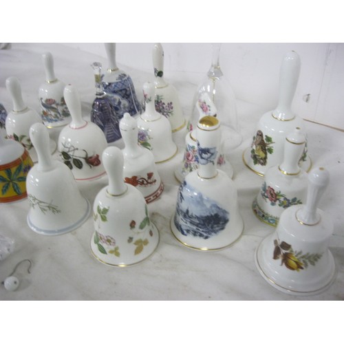 161 - A selection of china and other bells including Wedgwood Kutari Crane and others