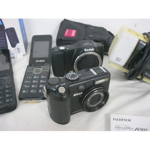 168 - 3 digital cameras including Nikon, Fujifilm etc plus other electrical items