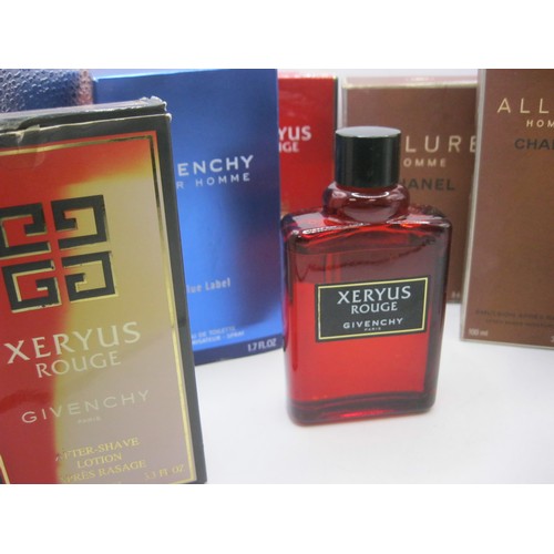 212 - A selection of high quality men's aftershaves and lotions, some sealed including Givenchy Xeryus Rou... 