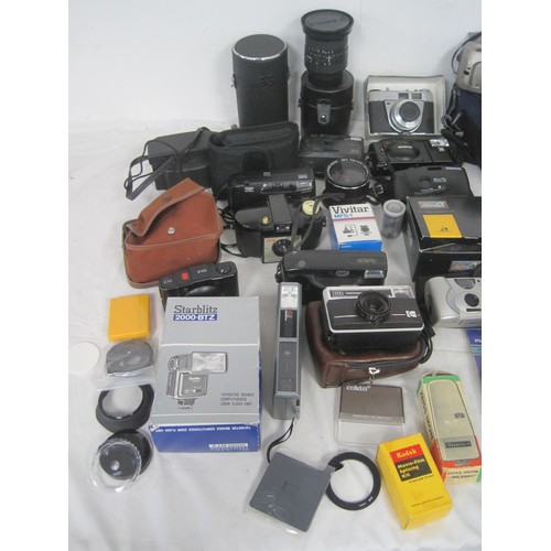 208 - A selection of 35mm film cameras including Olympus Trip & XA-2 x 2 (one with A11 flash unit), Kodak,... 