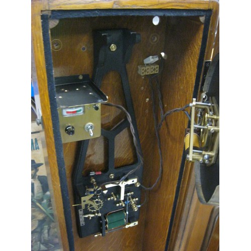 195 - A vintage oak cased Synchronome electric master clock, complete, in glazed wooden case, refurbished ... 