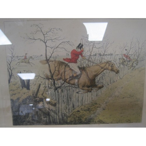 203 - Four framed and glazed hunting prints - 'Charging a Park Fence', 'Full cry', and 'Getting away' afte... 