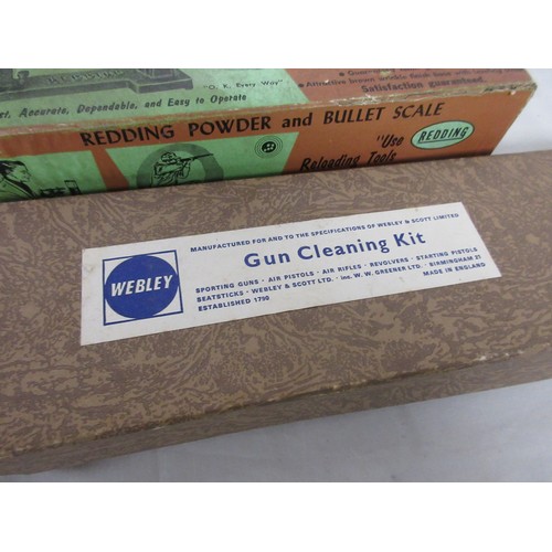 24 - A Redding Powder and Bullet Scale, boxed and in good order, a boxed Webley gun cleaning kit, extreme... 