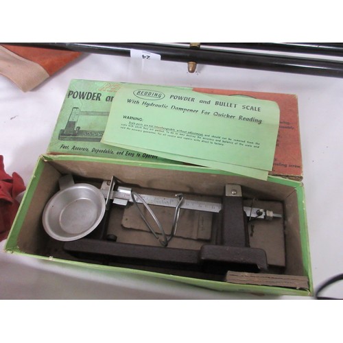 24 - A Redding Powder and Bullet Scale, boxed and in good order, a boxed Webley gun cleaning kit, extreme... 