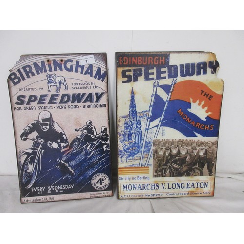 7 - A pair of reproduction vintage speedway posters, one for Birmingham, the other for Edinburgh