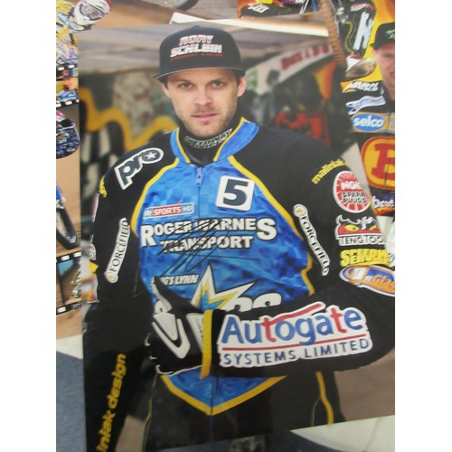 11 - A selection of large format colour prints, all signed, featuring speedway stars and teams