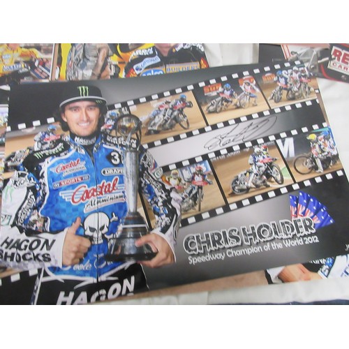 11 - A selection of large format colour prints, all signed, featuring speedway stars and teams