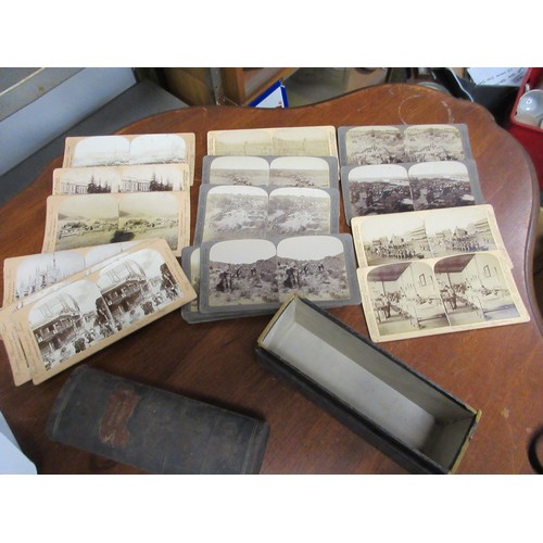 122 - About thirty-seven Edwardian stereoscope cards, of which thirteen relate to the Boer War. Contained ... 