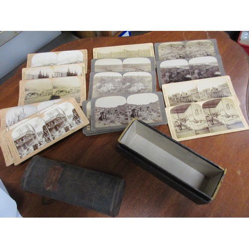 122 - About thirty-seven Edwardian stereoscope cards, of which thirteen relate to the Boer War. Contained ... 